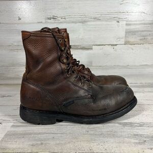 Arait Mens‎ Leather Lace Up Ankle Length Work Steel Toe Boots Brown Size 11
